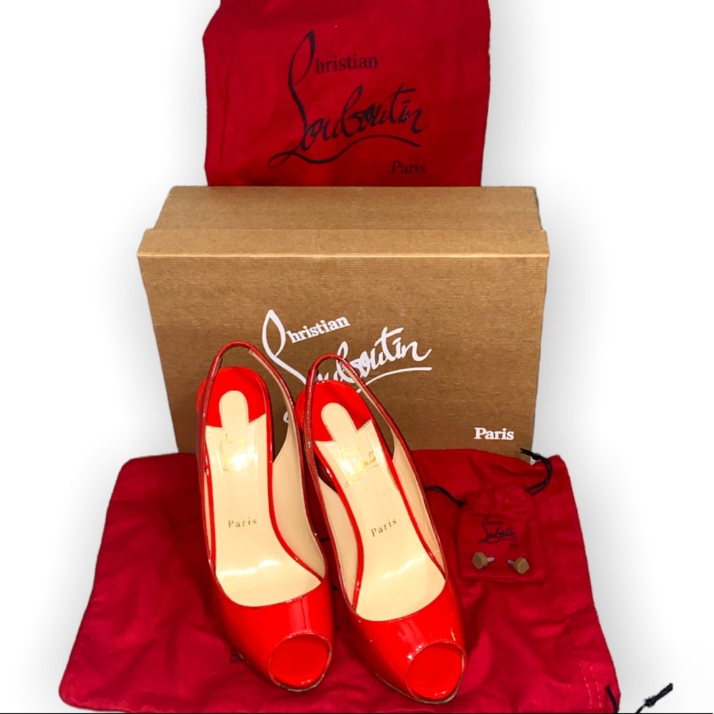 Christian Louboutin FLO SLING 120 PATENT heel size 38